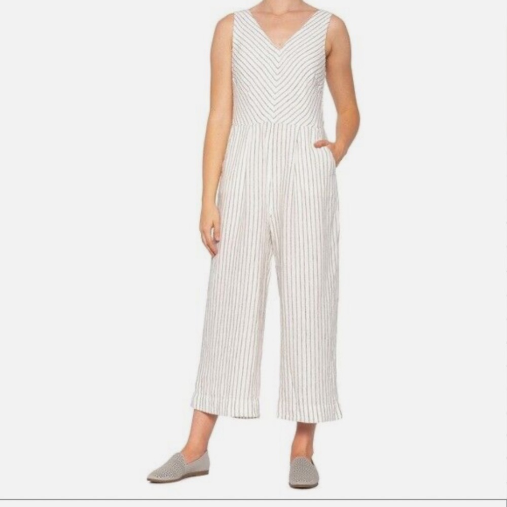 Rachel Zoe jump suit white with black stripes size 2